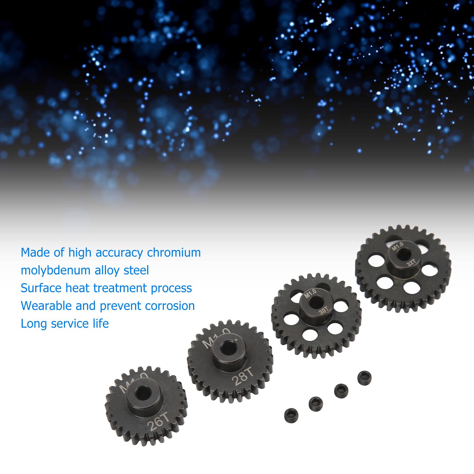 

RC Motor Gear 26T 28T 30T 32T 25DP M1 5mm Metal RC Motor Pinion Set for 1/8 RC Cars