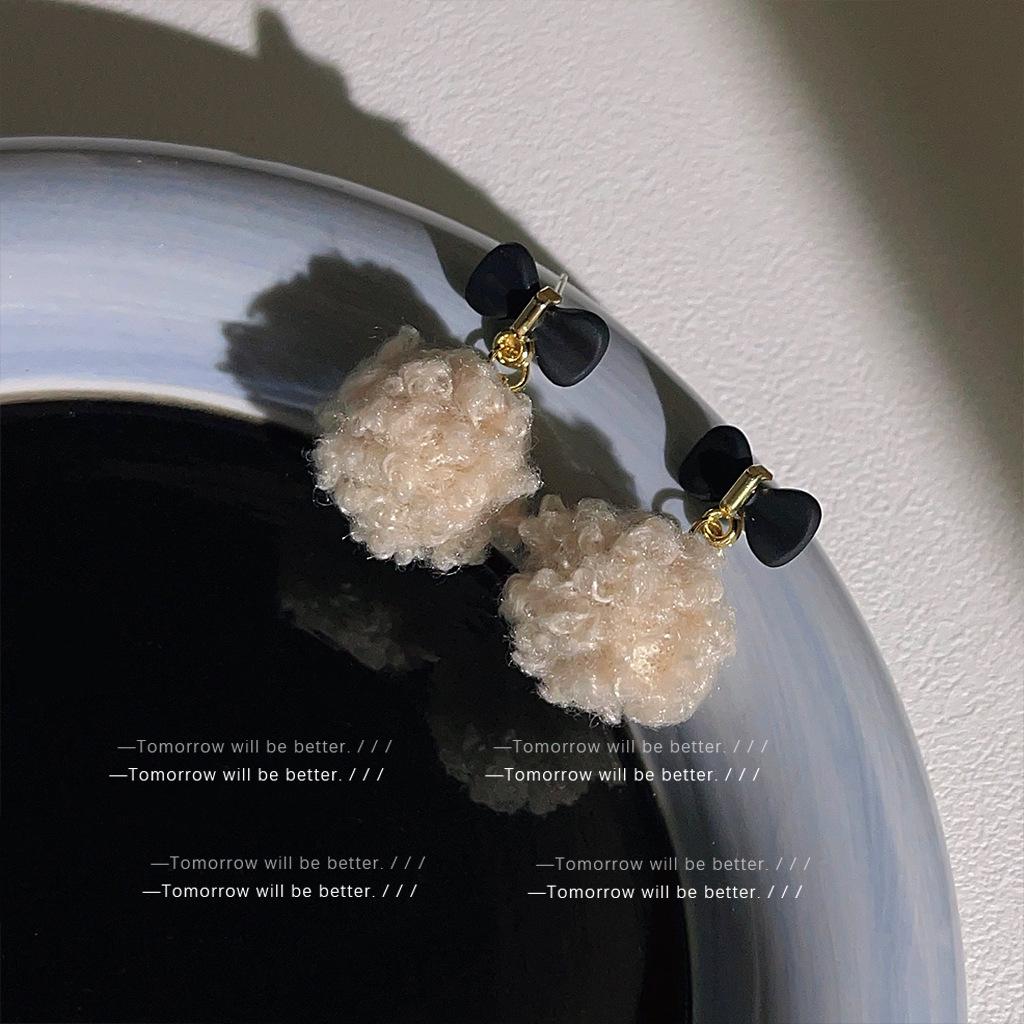 Женские ретро рождественские красные серьги-банты с помпонами