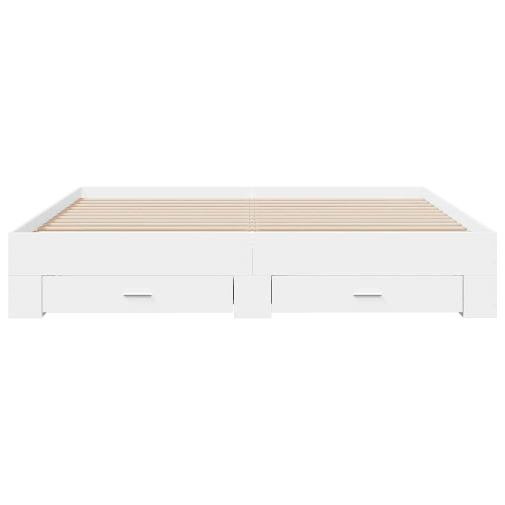 Bed Frame with Drawers White 180x200 cm Particleboard