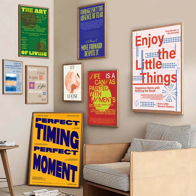 Abstract Typography Art Poster Less Is More Canvas Painting Motivational Quote Art Home Decor Print for Home Living Room Decor