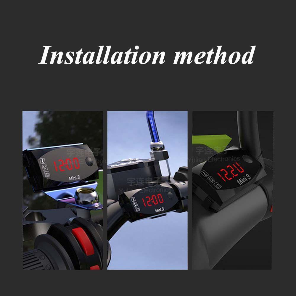 Three-In-One Digital Display IP67 Motorcycle Electronic Clock LED Watch Thermometer Voltmeter