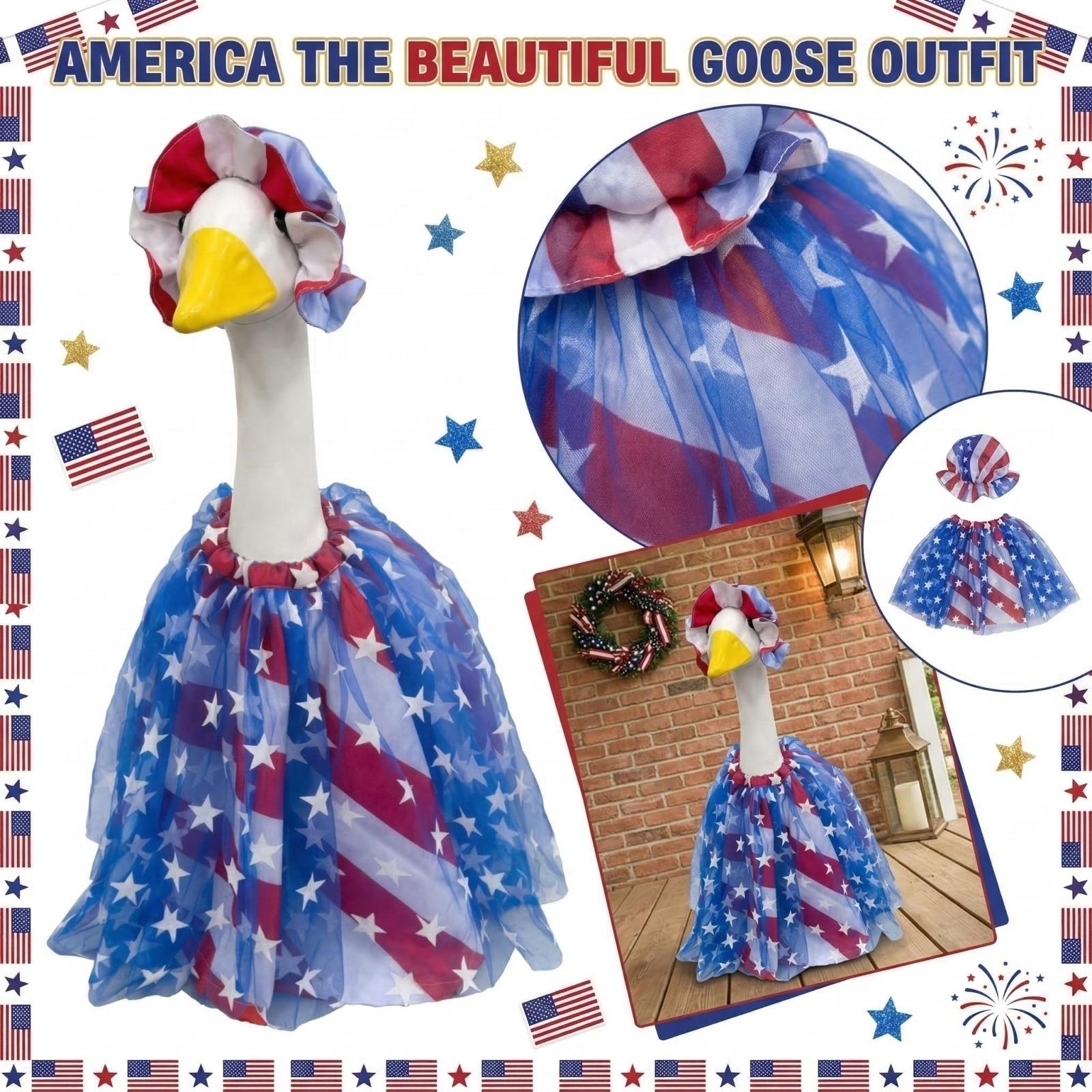 

American Independence Day Porh Skirt Suit, Skirt, Hat, Funny Patio Holiday Outfit One Size