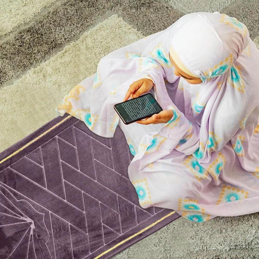 Thickened Prayer Mat Embossing Flannel Carpets High Quality Eid Festival Rugs