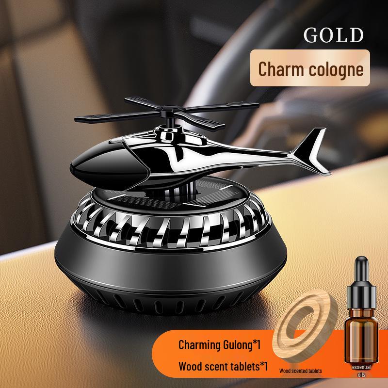 Solar-Powered Rotating Car Air Freshener - Helicopter & Airplane Aromatic Ornament for Car Interior Decoration