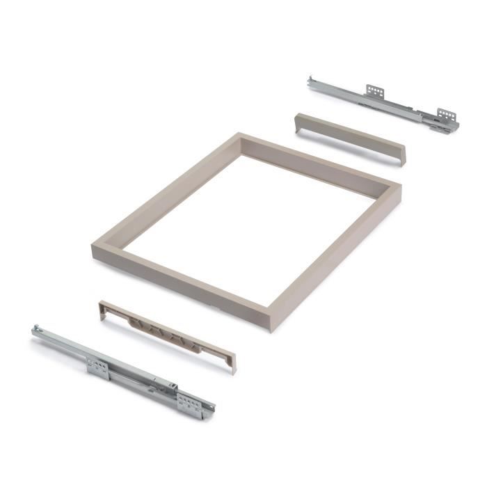 Emuca Kit de panier et cadre coulissant avec fermeture souple pour armoire, réglable, module 800mm, Gris pierre