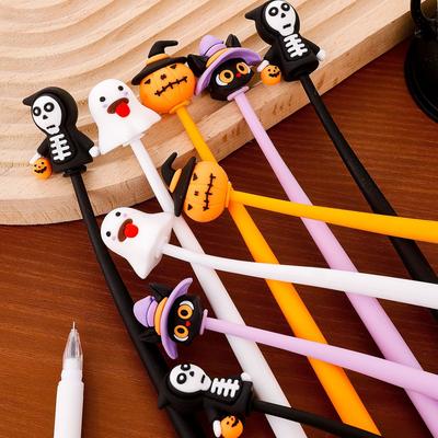 Bolígrafo de Gel Vibratorio de Silicona de Halloween para Estudiantes Divertido Pincel Fantasma Lápiz de Preguntas Papelería de Halloween Pequeño Regalo Bolígrafos Lindos