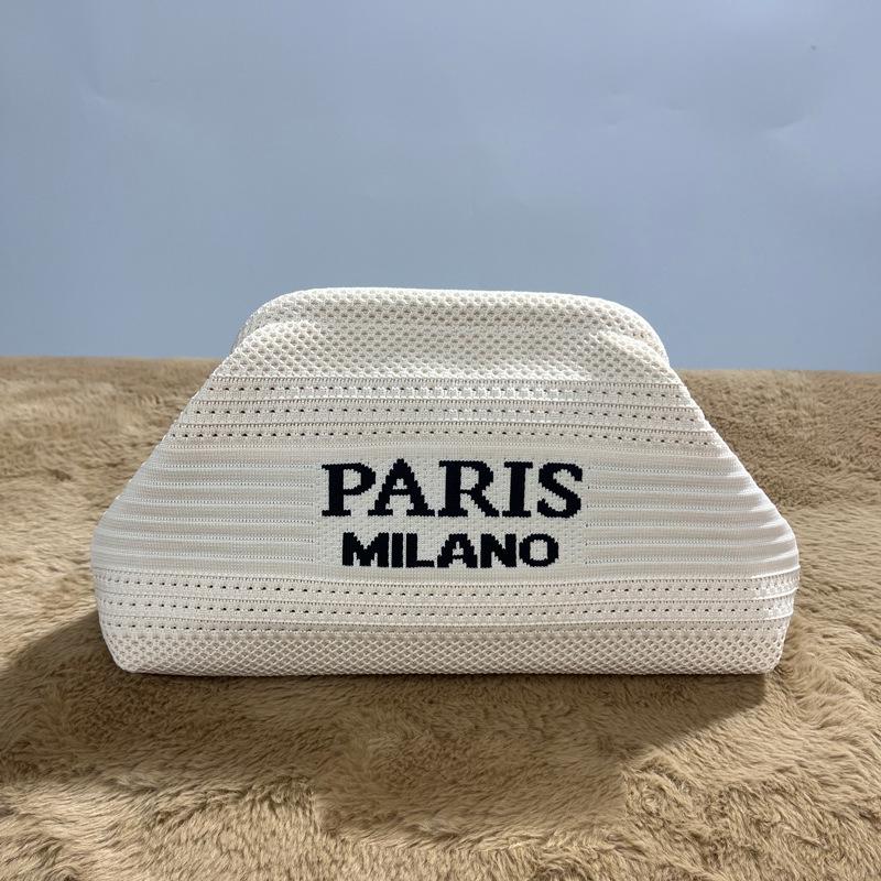 Pochette a Maglia Rigata - Borsa da Giorno Capiente per Trucco e Oggetti Essenziali