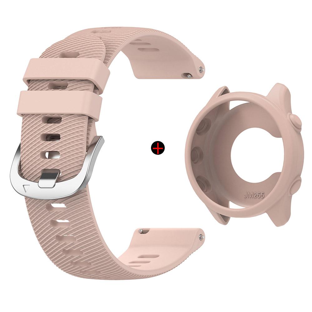 For Garmin Forerunner 255/265 Watchband + Watch Case Silvery Buckle Wristband High Quality Durable Silicone Smart Strap