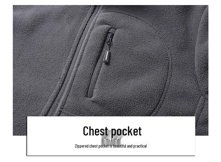 Men's Plush Fleece Jacket - Thick, Warm, Windproof Cardigan for Autumn/Winter with Stand Collar.