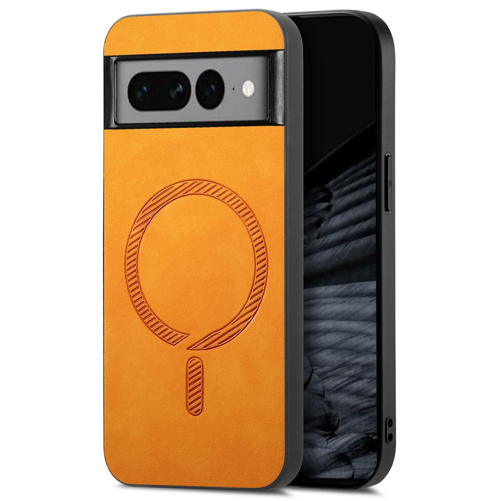 

Для Google Pixel 7 Pro 5G Кожаный чехол для задней панели Совместимый с MagSafe Чехол для телефона с эффектом кожи Yellow