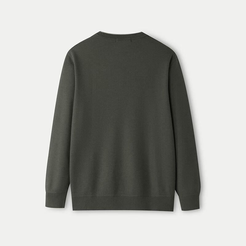 HLA Men's Winter Fleece-Lined Faux Two-Piece Round Neck Sweater