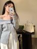 Pure & Sexy Off-Shoulder Knit Sweater for Women - Autumn/Winter Long-Sleeve Cardigan