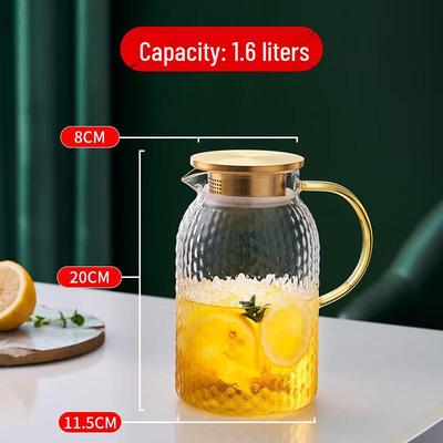 1.6L Glass Water Pitcher with Stainless Steel Lid