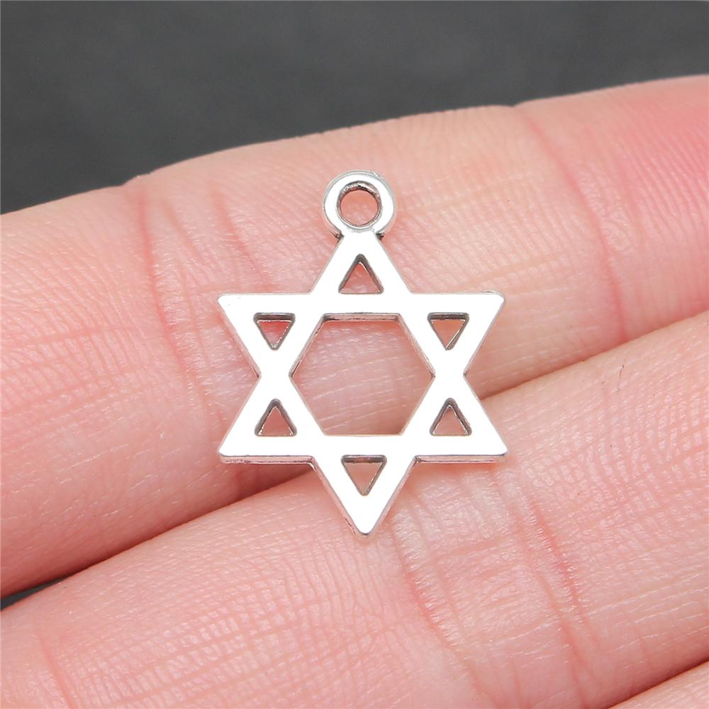 20pcs Hexagram Star Of David Charms Pendants For Bracelet Jewelry Making DIY Handmade Craft