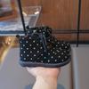 Winter Toddlers Platform Ankle Boots Retro Polka Dot Printed Kids Fashion Boots for Girls Outdoor Shorts Children Cotton Boots