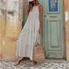 European and American Fashion: Women's Sling Round Neck Dress with Elegant Splicing Design
