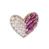Sturdy Heart Shaped Rhinestones Pearls Pin Decorative Rhinestones Pearls Lapel Pin Jewelry Stylish Brooch for Trendsetters