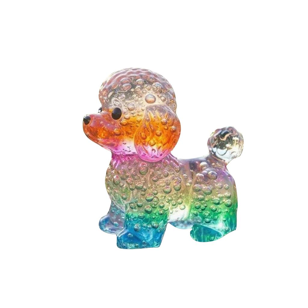Colorful Clear Glass Puppy Figurine, Dog Ornament With Gradient Effect