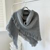 New Fashion Design Scarf Women Autumn Winter Korean Versatile Tassel Thick Warm Triangle Shawl Female Knitted Wool Blend Scarf