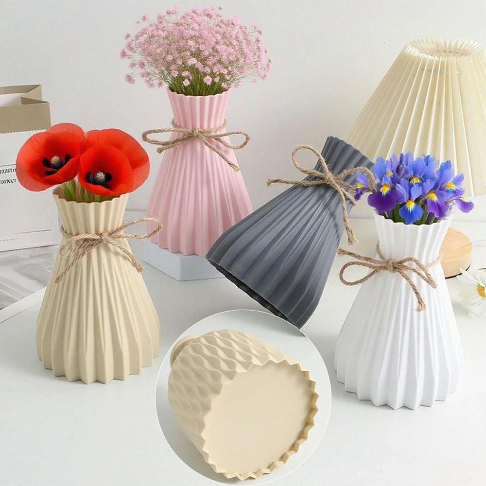Moderne Plastik-Blumenvase Wasserwellen-Blumentopf 1/2 Stück Körbe Ästhetische Raumdekoration Wohnzimmerdekorationen Ornamente Jarron
