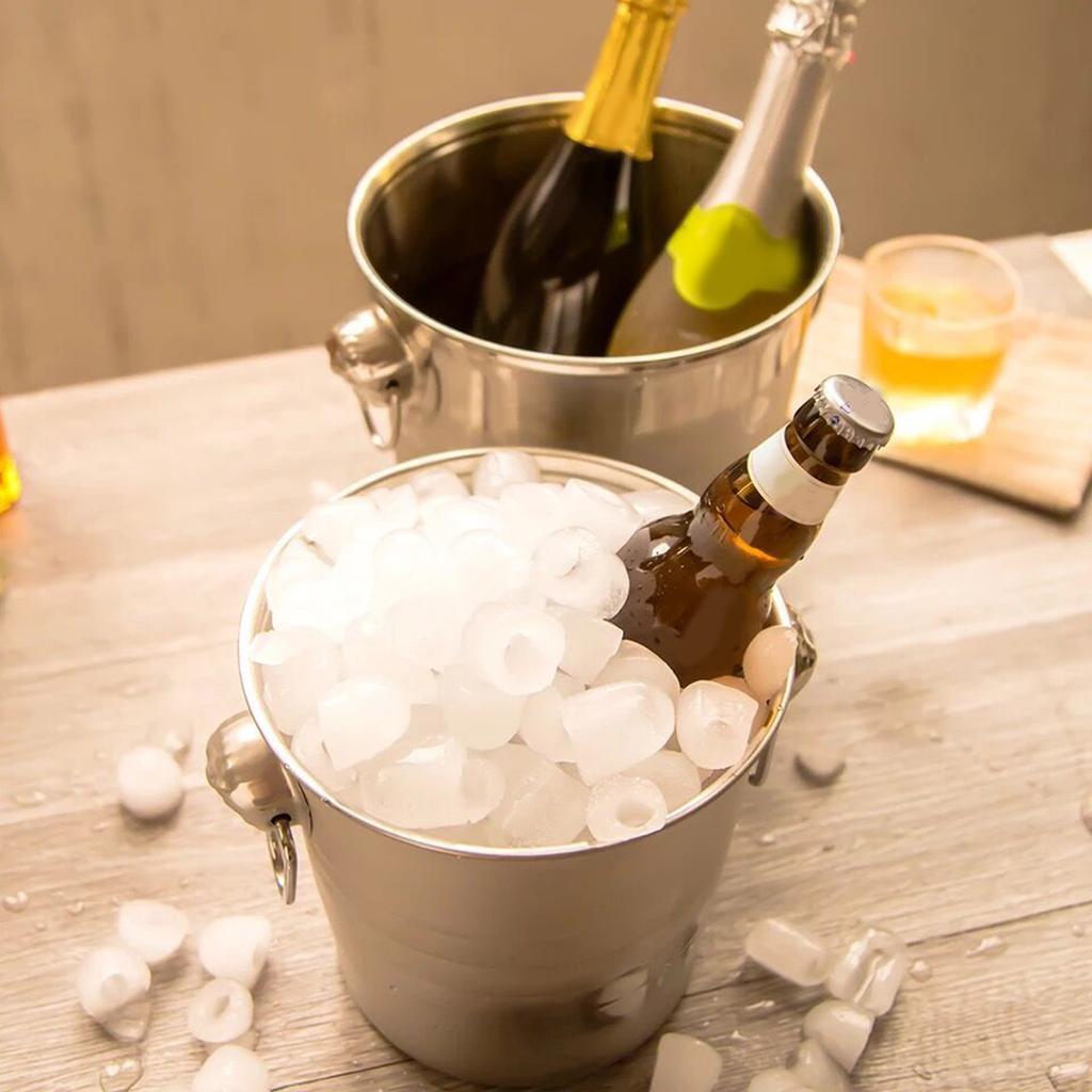 Wine Beer Cooler Stainless Steel Ice Punch Bucket for Beer Wine Party Supplies Portable Ice Chiller Cooler with Handle