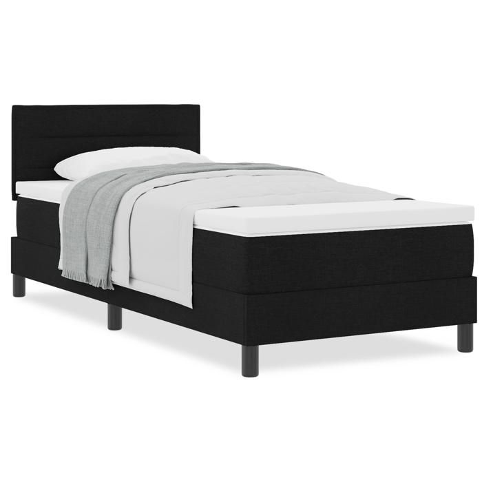 VidaXL Lit boxspring avec matelas noir 90x200 cm en tissu 3338582