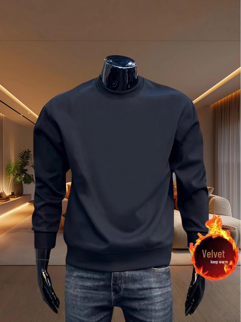 

Men s Premium Slim Fit Solid Color Hoodie - Autumn/Winter Long Sleeve Round Neck T-shirt. L