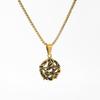 Gold & Silver Vine-Wrapped Inverted Pentagram Square Bead Choker Necklace - 304 Stainless Steel