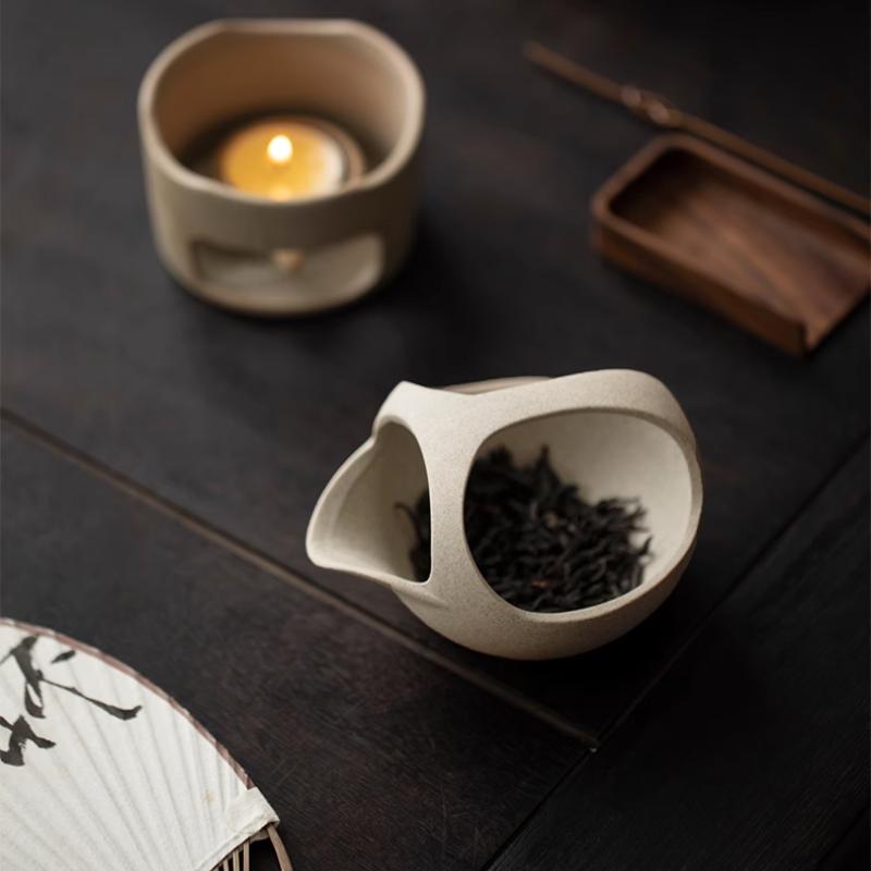 Japanese retro tea heater, ceramic candle heating frame, three in one essential oil incense burner, Kung Fu tea oven