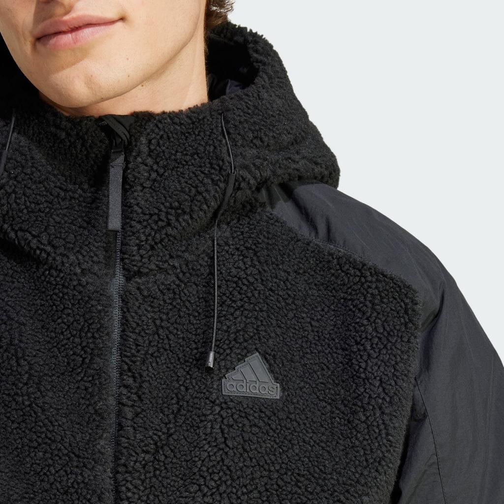Adidas City Escape Insulation Comfortable Sports Casual Loose Warm Spliced Fleece Jacket Men Jacket Black IS9053