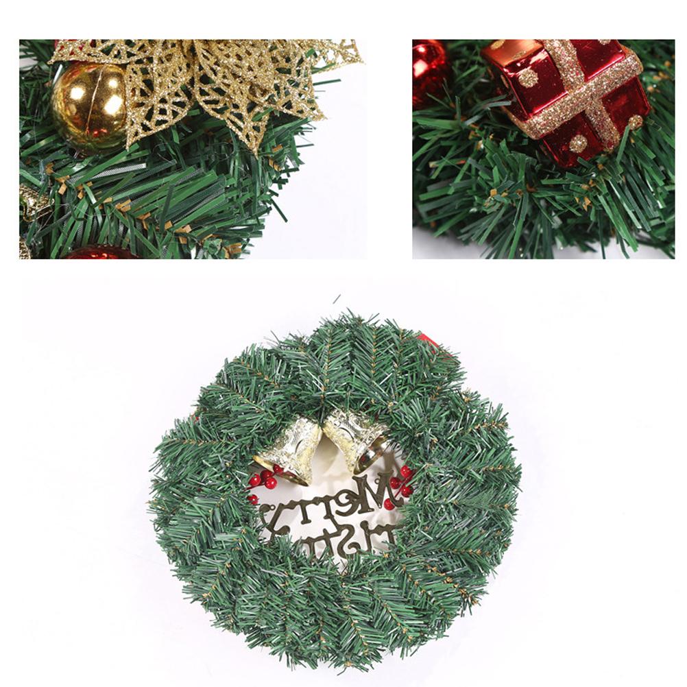 Christmas Artificial Wreath 30cm Front Door Wall Hanging Rattan Wreath with Bowknot Jingle Holiday P