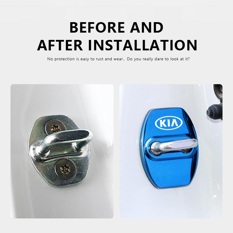 Cqgntp1 4Pcs Car Door Lock Cover Stainless Steel Protection Accessories For Kia GT-Line Sportage Ceed Rio Picanto Sorento Soul Cerato