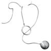 Geometric Shape Long Sweater Chain Luxury Silver Bead Necklace Brushed Round Ball Necklace  Gift