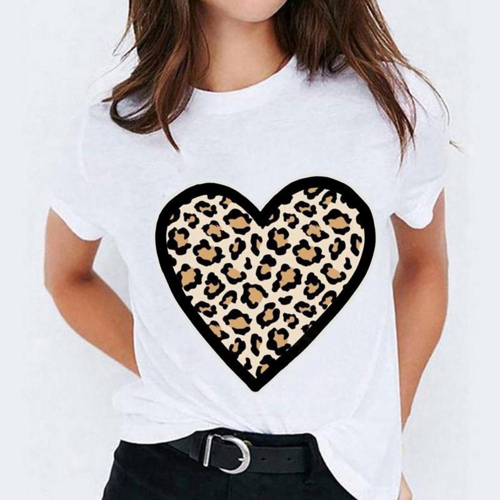 Glanzende Rode Liefdeshart Print T-shirt Dames Oversized Casual Los T-shirt Streetwear Dagelijkse Mode Top Duurzaam Grote Maten Blouse