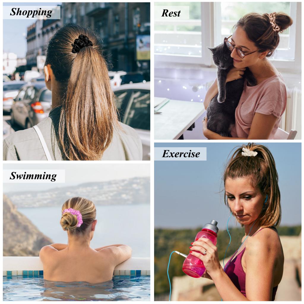 Fashion 3PCS/Set Satin Silky Scrunchies Hair Rope Luxury Solid Color Elastic Hair Bands Women Hair Accessories Headwear