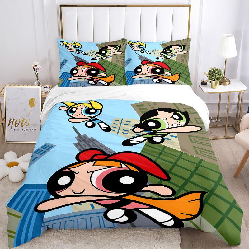 3pcs Powerpuff Girls Cover Set,Soft Comfortable Duvet Cover,Guest Room (1*Duvet Cover + 2*Pillowcases, Without Core) Yy251024191