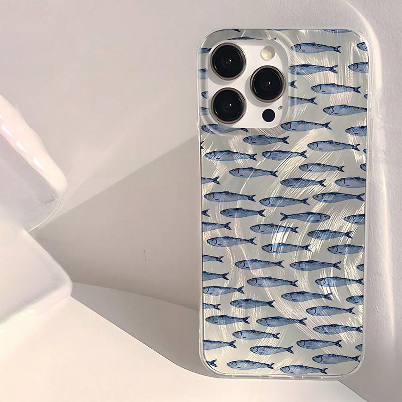 

Blue Fish Clear Pattern Design Protective Cover for iPhone 17 16 15 14 13 12 11 16E Series Pro Max Plus iphone 17