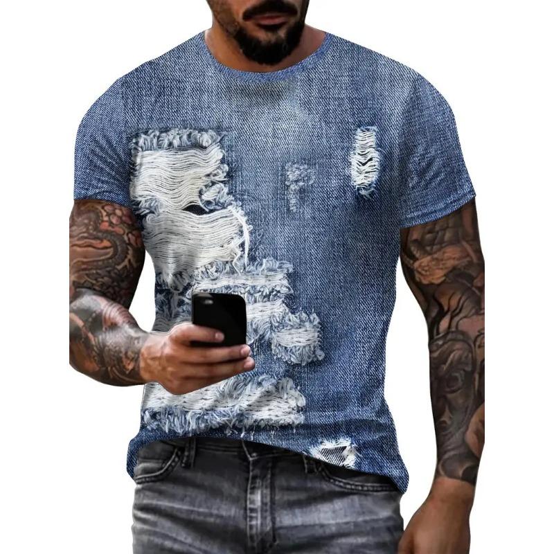 2025 Lato Krótki Rękaw Amerykański High Street Retro Wszechstronny Styl Męski Luźny Modny Marka Krótki Rękaw