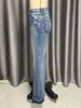 Cross-Border Women's Retro Ripped Jeans, 2025 Spring Micro-Flare Washed Street Style