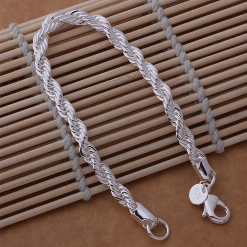 Wholesal 925 Sterling Silver Bracelet Rope Romance Chain For Woman Men Fashion Engagement Party Wedding Jewelry Gift