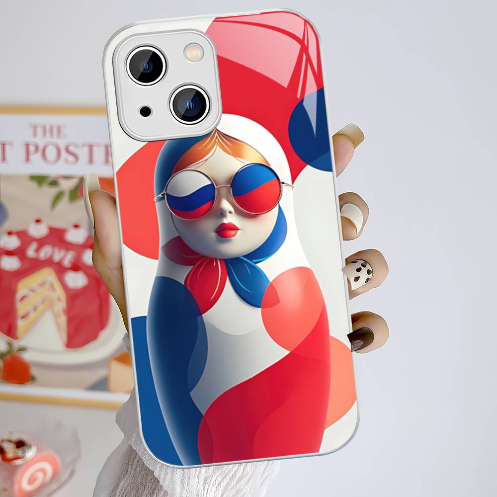 

Классическая Матрешка Чехол из Закаленного Стекла для IPhone 14 13 12 Mini 11 Pro XS Max X XR 14 Plus iphone 12pro max