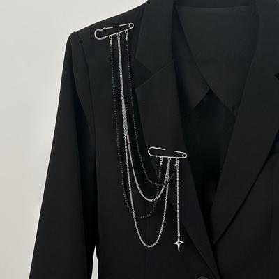 Minimalist Style Tassel Chain Brooch Heart Trouser Fastener Pants Chain Pin  Clothing Accessories