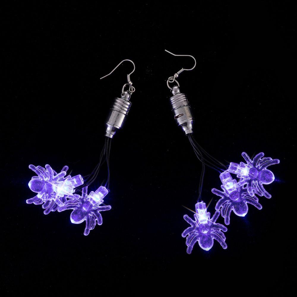 Jewelry Electric Luminous Halloween Pendant Spider Ghost LED Skull Earrings Shiny Black Cat Pumpkin Dangle Ear Clips Unisex
