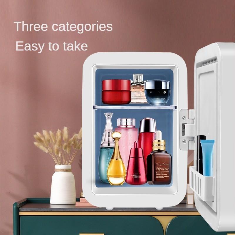 24 * 23 * 17.5cm Small Fridge With Makeup Mirror Home & Car Dual-use Skin Care Products Refrigerating Equipment Mini Car  Refrigerator