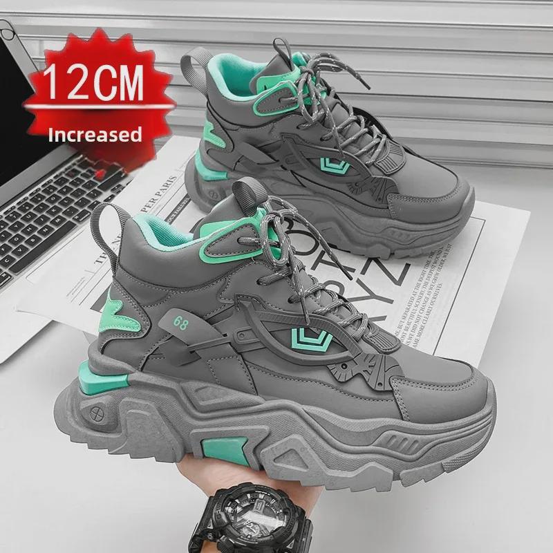 Unsichtbare, höhenverstärkende Herren-Sneaker: 12 cm High-Top, 10 cm lässiges Canvas, trendige Schuhe mit dicker Sohle, COS.