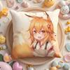 The H-Helpful Fox S-Senko-San Cushion Cover Plush Fabric Soft Double-Sided Printed Sofa Warm Winter Home Gift Pillow Cover