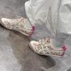 Niche retro floral women's new flat bottom inner height increase versatile casual sports board shoes