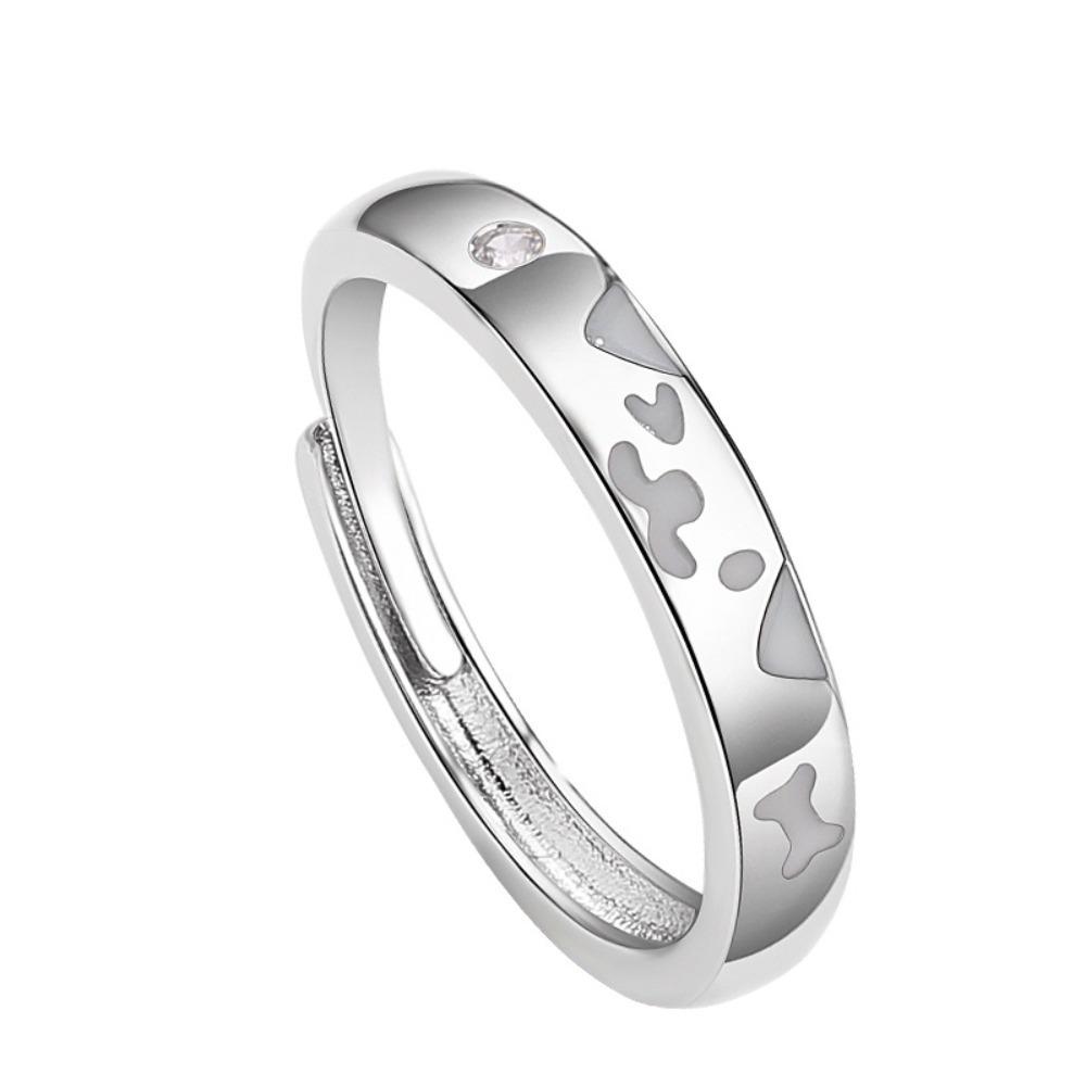 Kitty Luminous Couple Rings Glow In Dark Valentine's Day Gift Unique Cat Dog Opening Ring  Couple