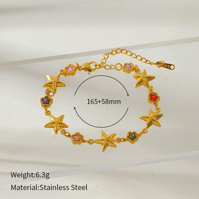 

Stainless Steel Multi-Element Bracelet for Women Gold-Plated Heart Flower Sun Star Handmade Chain Luxury Jewelry Wedding Gifts