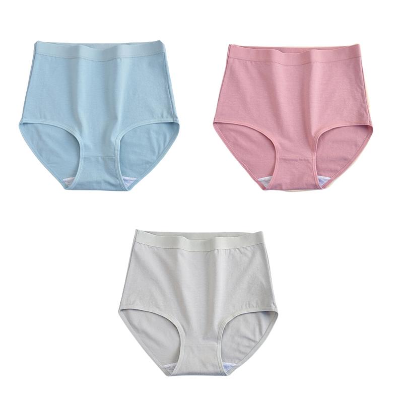 YUOOLAR 3 Adet/Grup M-XXXL Büyük Beden Pamuklu Kadın Külot Nefes Alabilen Yüksek Bel Külot Rahat Düz Renk İç Çamaşırı Yumuşak Külot